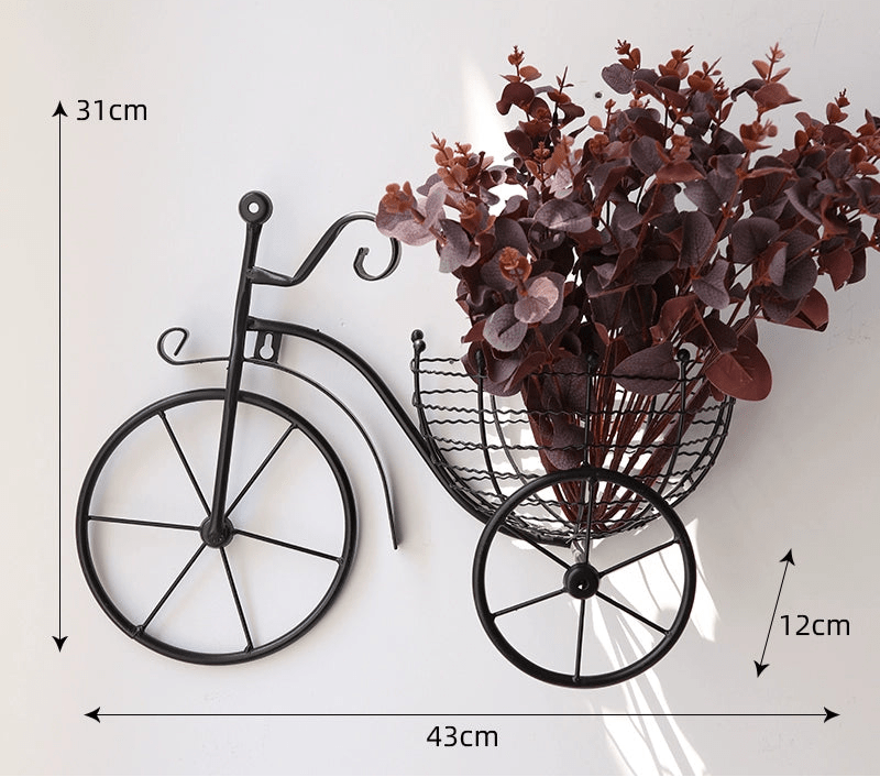 Modern Minimalist Bicycle Flower Basket Wall Decor - Julia M LifeStyles