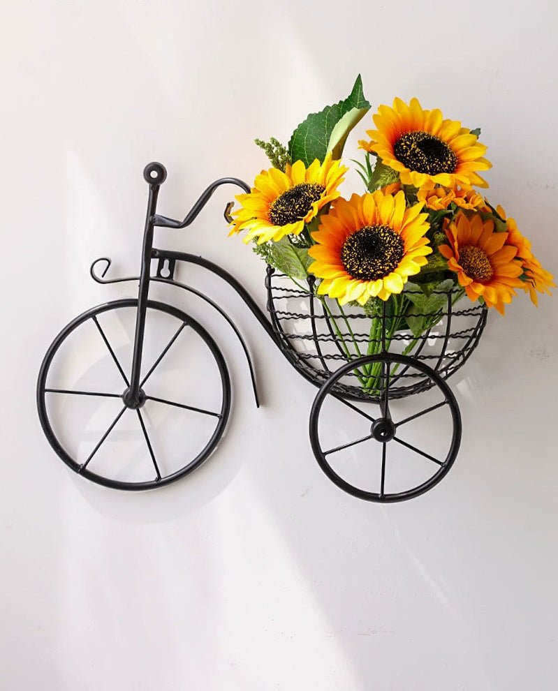 Modern Minimalist Bicycle Flower Basket Wall Decor - Julia M LifeStyles