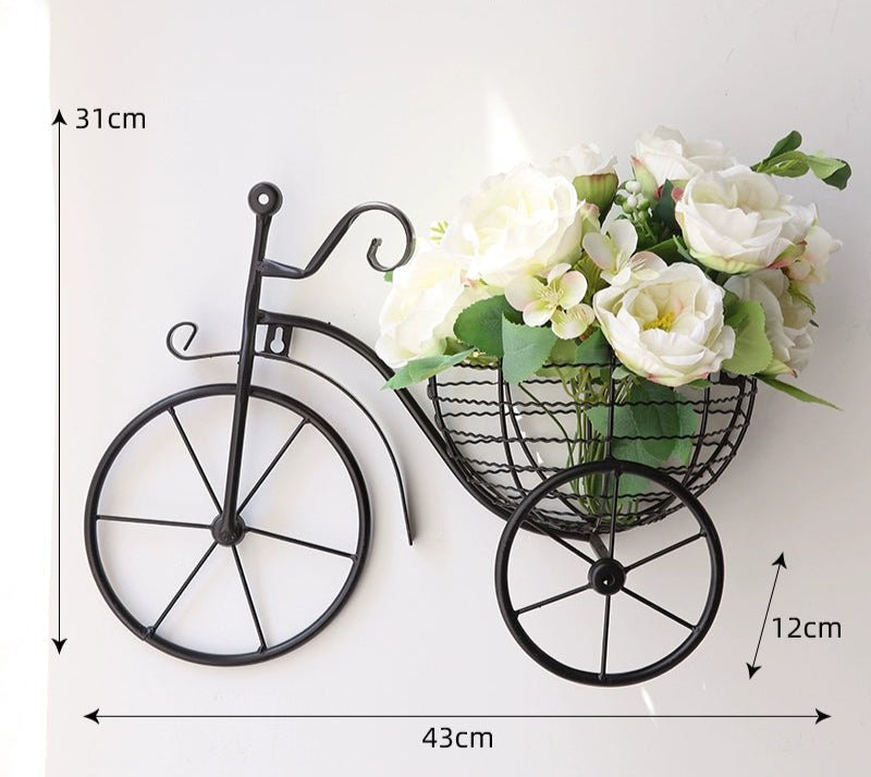 Modern Minimalist Bicycle Flower Basket Wall Decor - Julia M LifeStyles