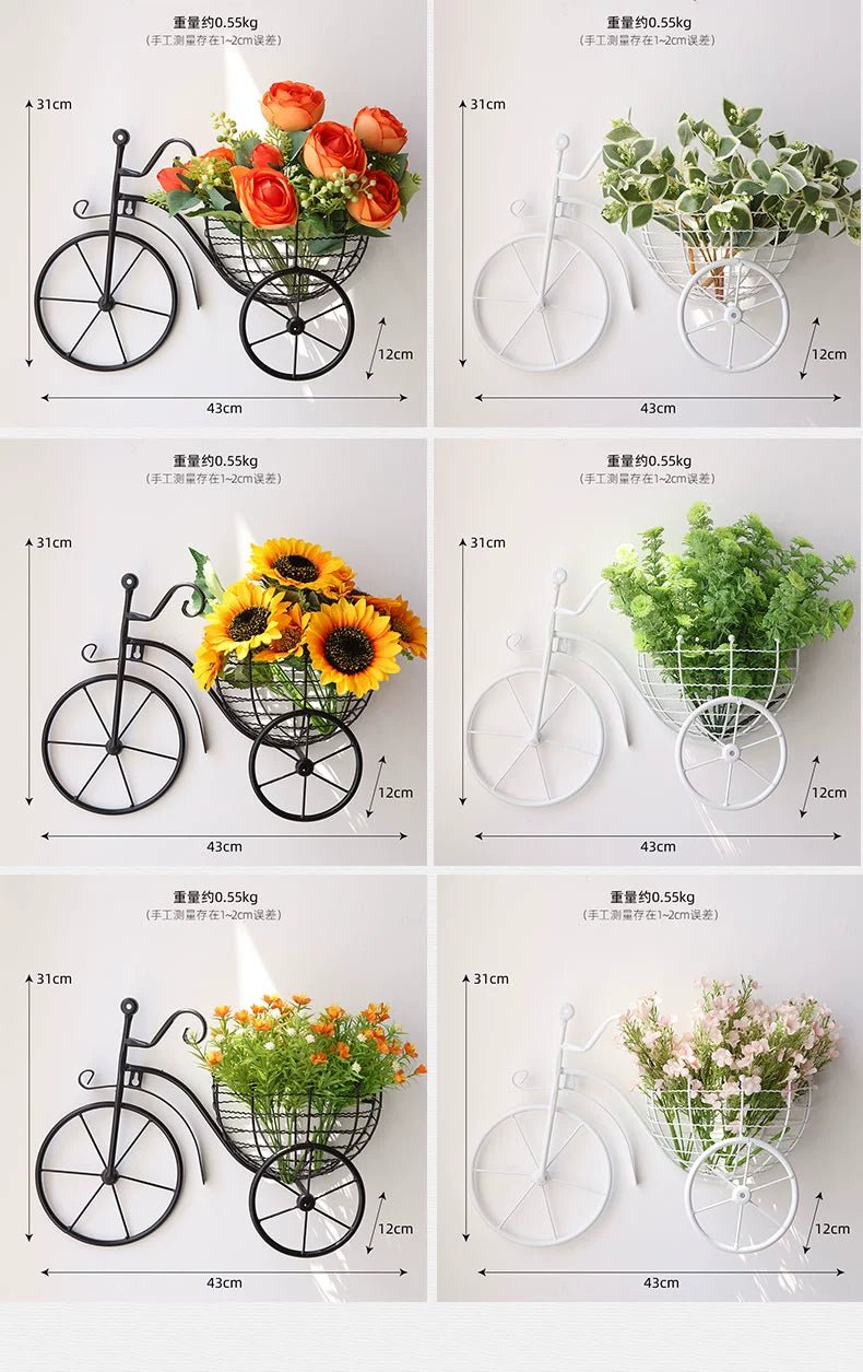 Modern Minimalist Bicycle Flower Basket Wall Decor - Julia M LifeStyles