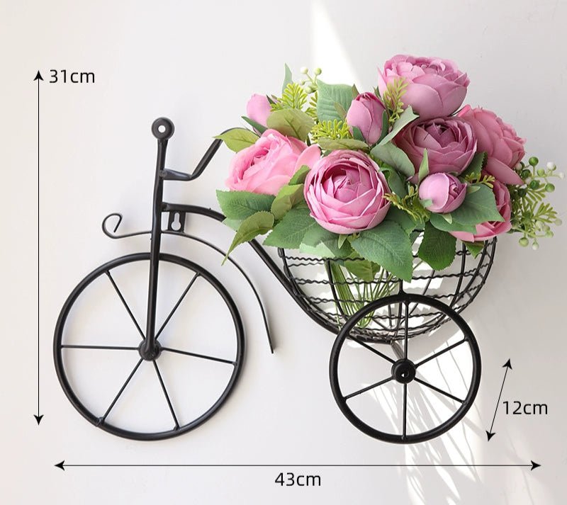 Modern Minimalist Bicycle Flower Basket Wall Decor - Julia M LifeStyles