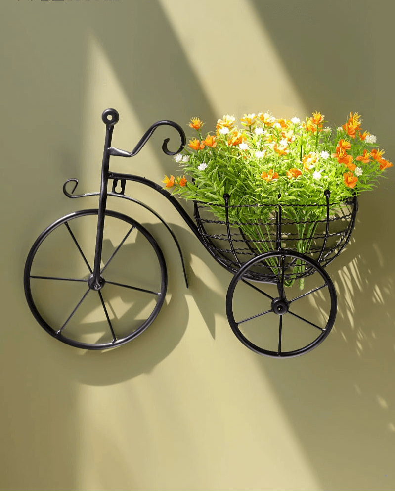 Modern Minimalist Bicycle Flower Basket Wall Decor - Julia M LifeStyles