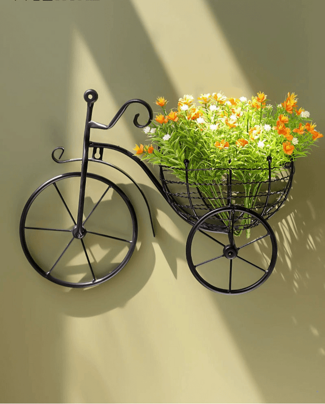 Modern Minimalist Bicycle Flower Basket Wall Decor - Julia M LifeStyles