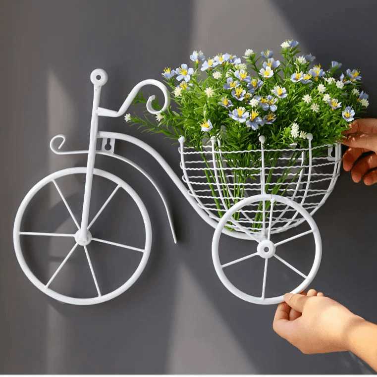 Modern Minimalist Bicycle Flower Basket Wall Decor - Julia M LifeStyles