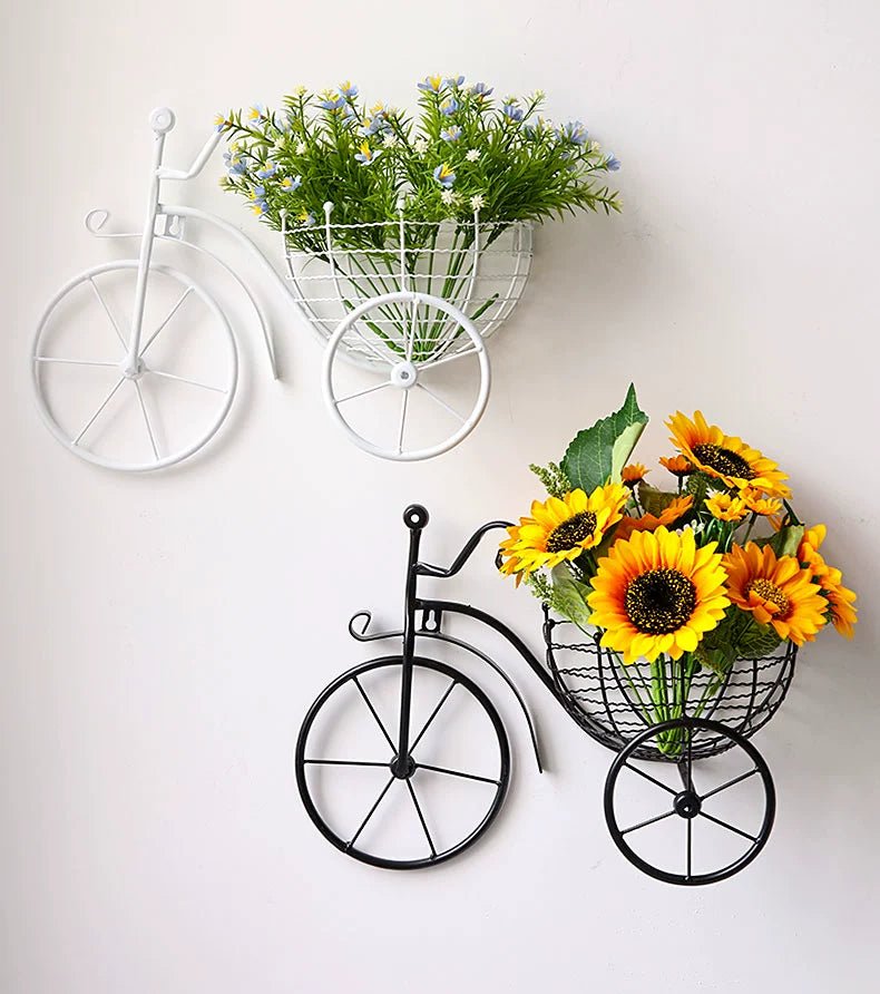 Modern Minimalist Bicycle Flower Basket Wall Decor - Julia M LifeStyles