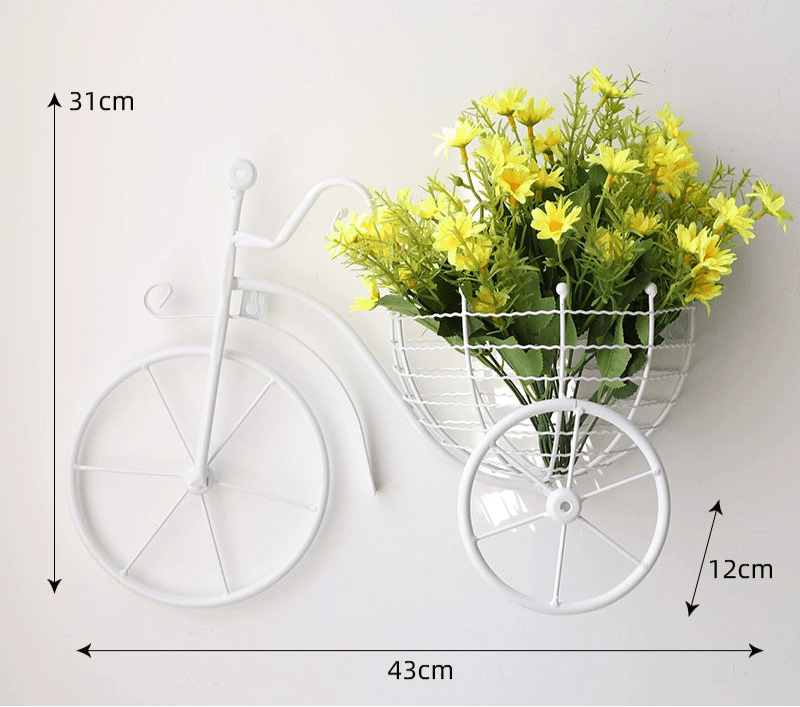 Modern Minimalist Bicycle Flower Basket Wall Decor - Julia M LifeStyles