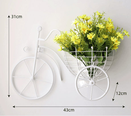 Modern Minimalist Bicycle Flower Basket Wall Decor - Julia M LifeStyles