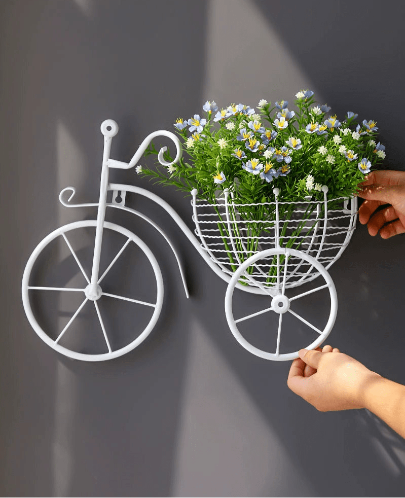 Modern Minimalist Bicycle Flower Basket Wall Decor - Julia M LifeStyles