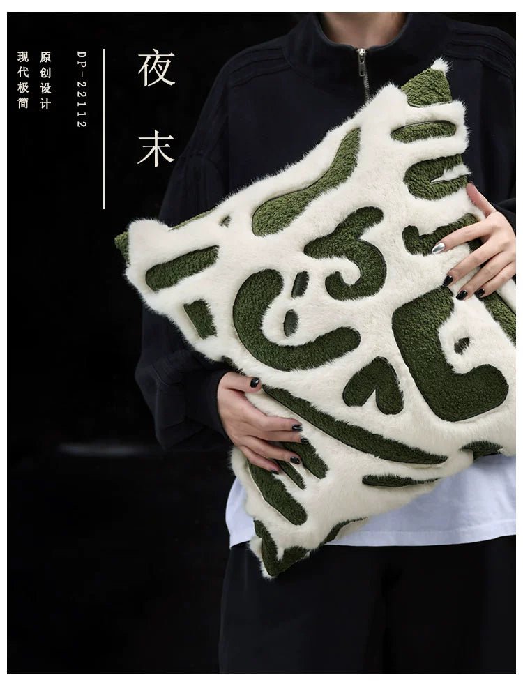 Modern Minimalist Ins Style Cream Style Pillow Classy Green Abstract Graphic Accessible Luxury Classy Hotel Sofa Cushion - Julia M LifeStyles