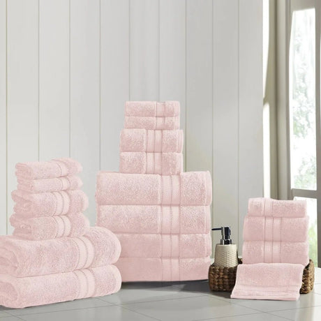 Modern Threads 18 Piece Luxury Adult Bath Towel Set, Blush - Julia M LifeStyles