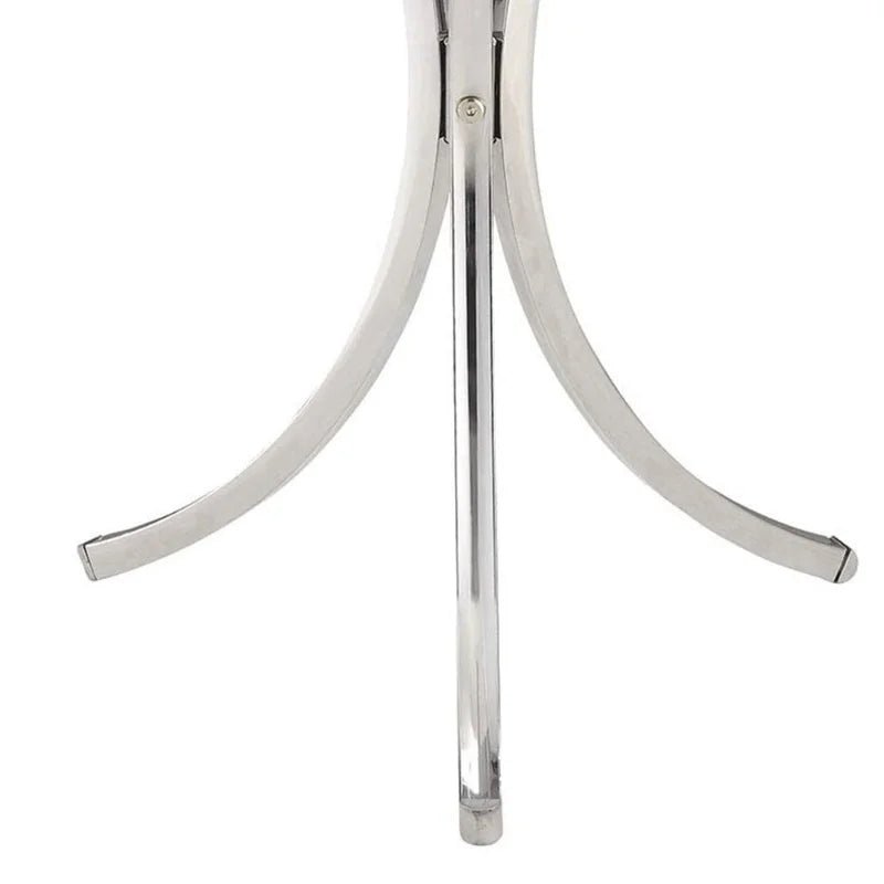 Modish Metal Accent Table with Clear Glass Top - Modern Silver Side Table - Julia M LifeStyles