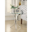 Modish Metal Accent Table with Clear Glass Top - Modern Silver Side Table - Julia M LifeStyles