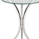 Modish Metal Accent Table with Clear Glass Top - Modern Silver Side Table - Julia M LifeStyles