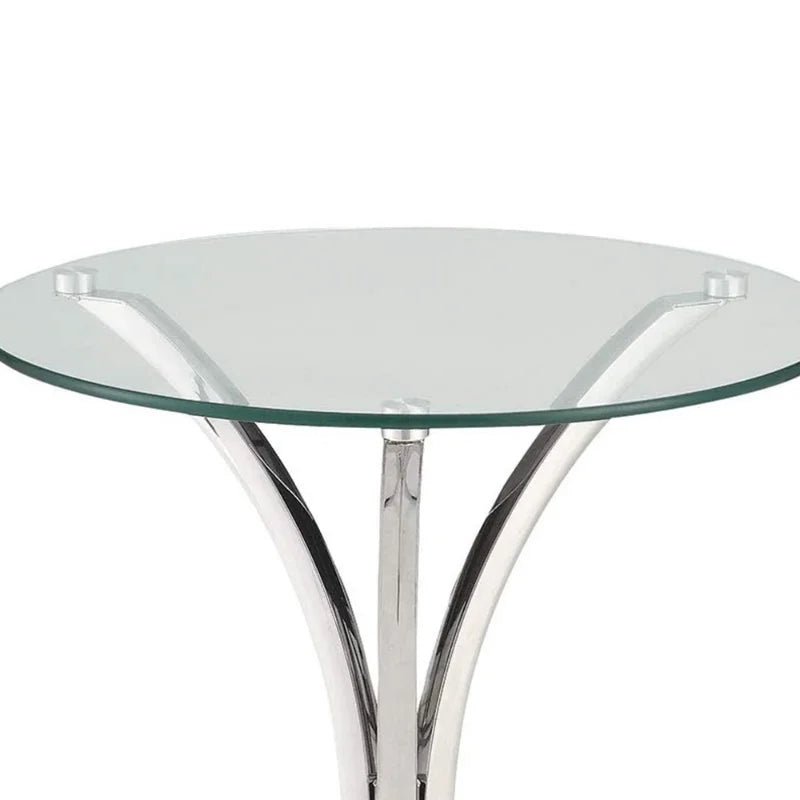 Modish Metal Accent Table with Clear Glass Top - Modern Silver Side Table - Julia M LifeStyles