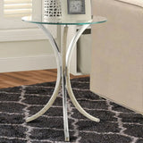 Modish Metal Accent Table with Clear Glass Top - Modern Silver Side Table - Julia M LifeStyles