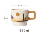 Morandi Coffee Cup Retro Ceramic Hand Coffee Mug Water Cup Breakfast Cup High Appearance Pull Flower Cup Gift Coffee Cup - Julia M LifeStyles