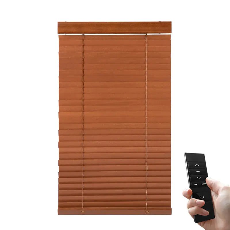 Motorized electric faux wood blinds shutter wooden curtain blinds shades window - Julia M LifeStyles