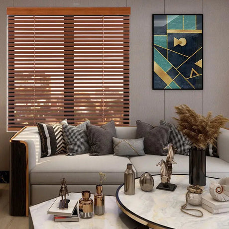 Motorized electric faux wood blinds shutter wooden curtain blinds shades window - Julia M LifeStyles