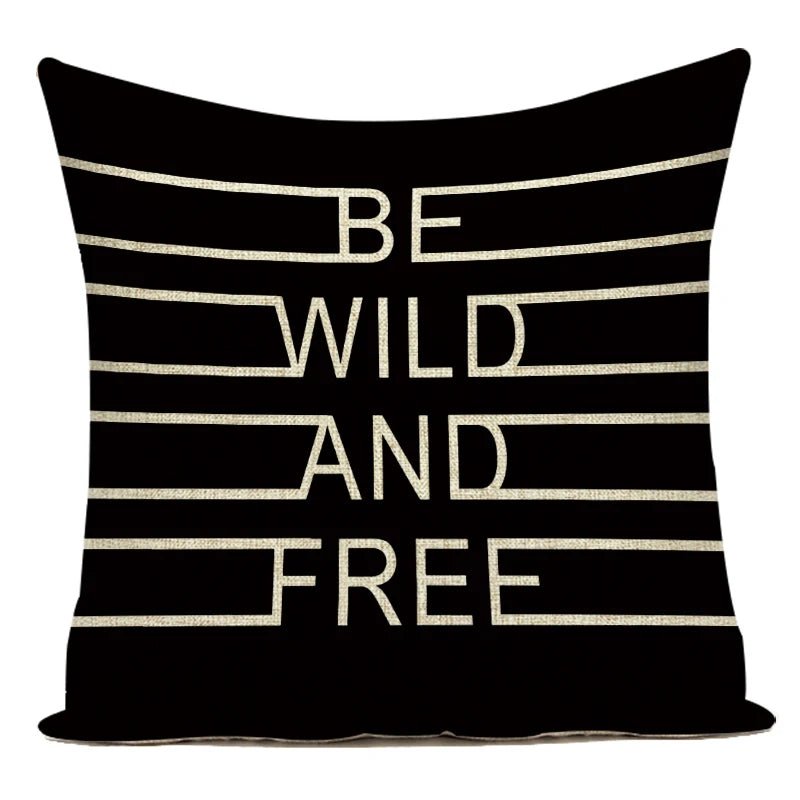 Motto Letters Printed Home Decor Cushion Covers Polyester Black White Pillow Cover Sofa Bed Car Decorative Pillow Case - Julia M LifeStyles