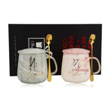 Mr Right Mrs Always Right Couple Coffee Mugs - Bridal Shower Wedding Anniversary Valentine's Day Gift - Ceramic Marble Cups Set - Julia M LifeStyles