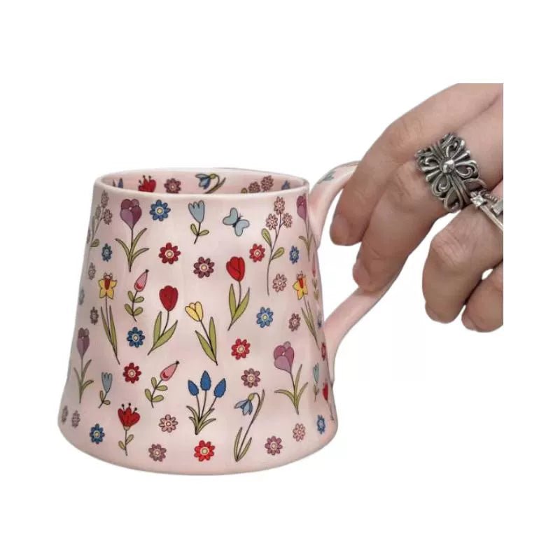 Mug Good-looking Ceramic Water Cup with Hand Gift Breakfast Cup Coffee Cup Girl Pink Dream Flowers with Gift Box - Julia M LifeStyles