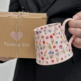 Mug Good-looking Ceramic Water Cup with Hand Gift Breakfast Cup Coffee Cup Girl Pink Dream Flowers with Gift Box - Julia M LifeStyles