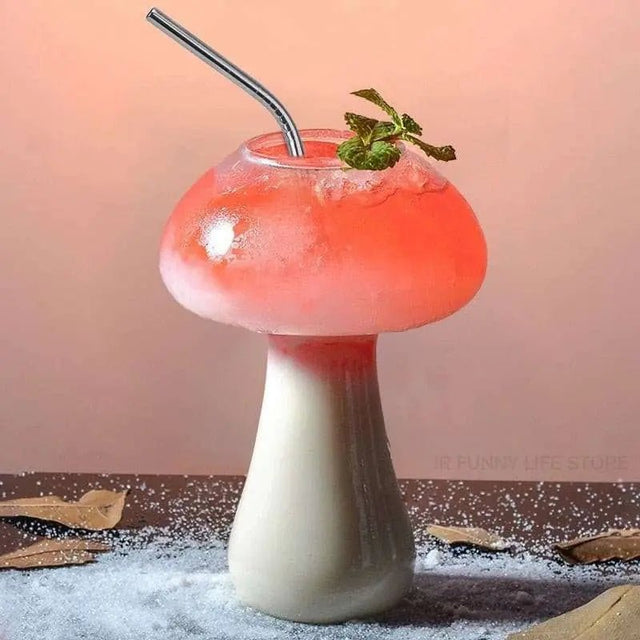 Mushroom Cocktail Glass Cup with Straw - Julia M LifeStyles