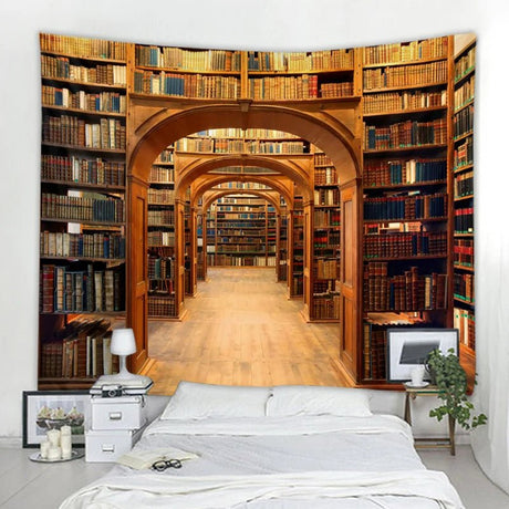 Mystery Library Vintage Bookshelf Tapestry - Julia M LifeStyles