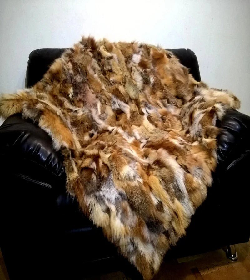 Natural Real Red Fox Fur Blanket Real Fur Rug Carpet Genuine Decorative Rugs For Living Room Bedroom Christmas - Julia M LifeStyles