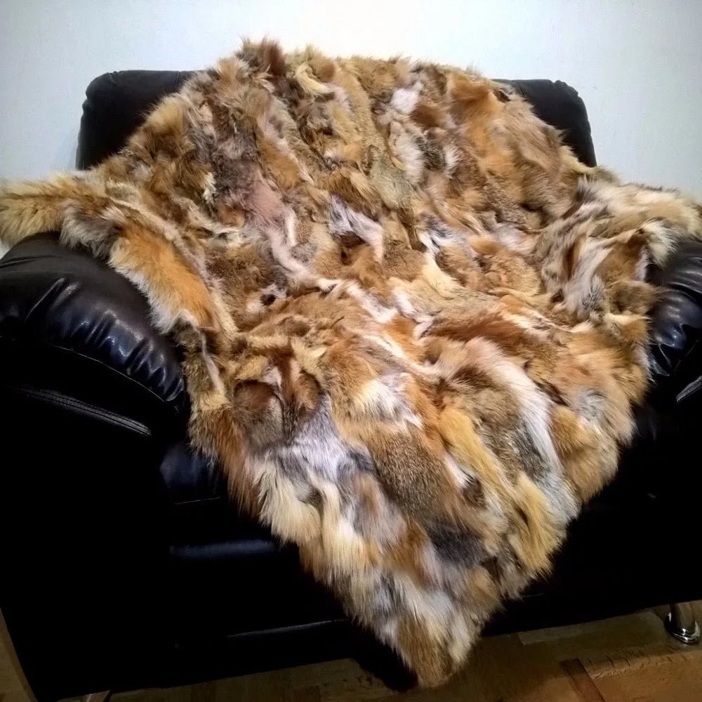 Natural Real Red Fox Fur Blanket Real Fur Rug Carpet Genuine Decorative Rugs For Living Room Bedroom Christmas - Julia M LifeStyles