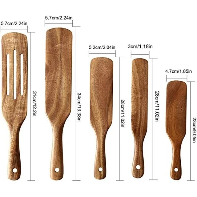 Natural Teak Wood Kitchen Utensil Set - Julia M LifeStyles