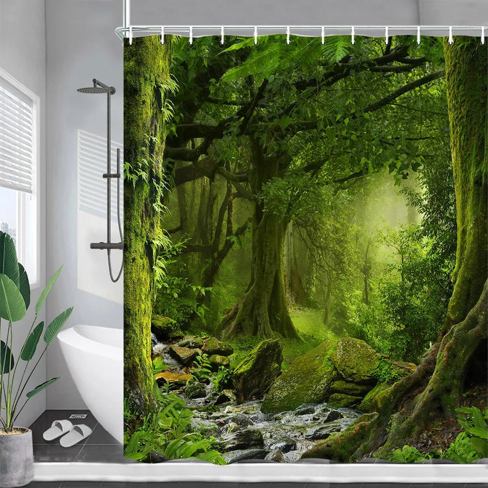 Nature Forest Landscape Shower Curtain - Eco - Friendly Rainforest Decor - Julia M LifeStyles