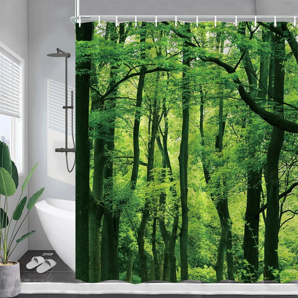 Nature Forest Landscape Shower Curtain - Eco - Friendly Rainforest Decor - Julia M LifeStyles