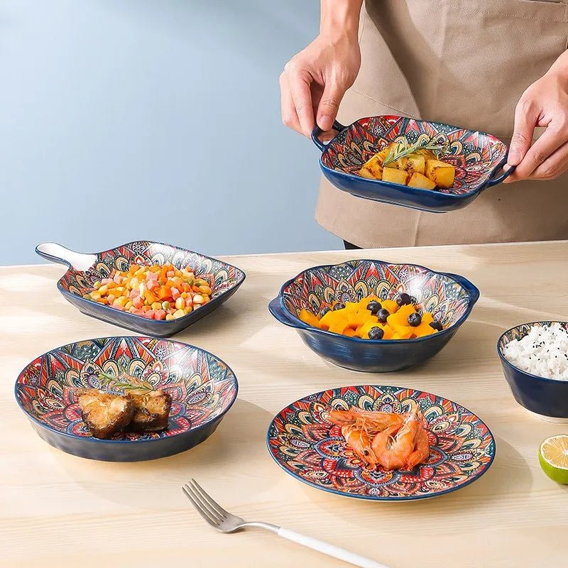 New Bohemian Style Ceramic Household Dishes with Handles - Julia M LifeStyles