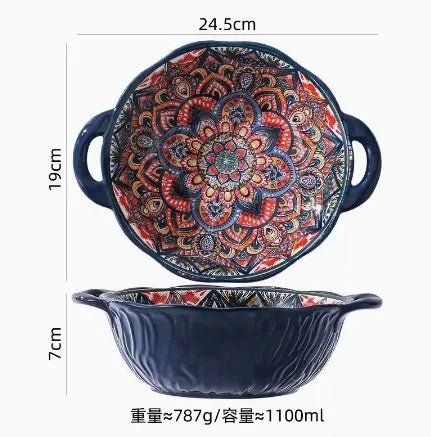 New Bohemian Style Ceramic Household Dishes with Handles - Julia M LifeStyles