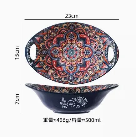 New Bohemian Style Ceramic Household Dishes with Handles - Julia M LifeStyles