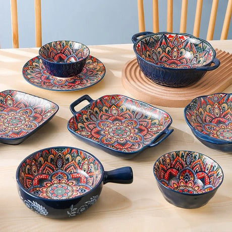 New Bohemian Style Ceramic Household Dishes with Handles - Julia M LifeStyles