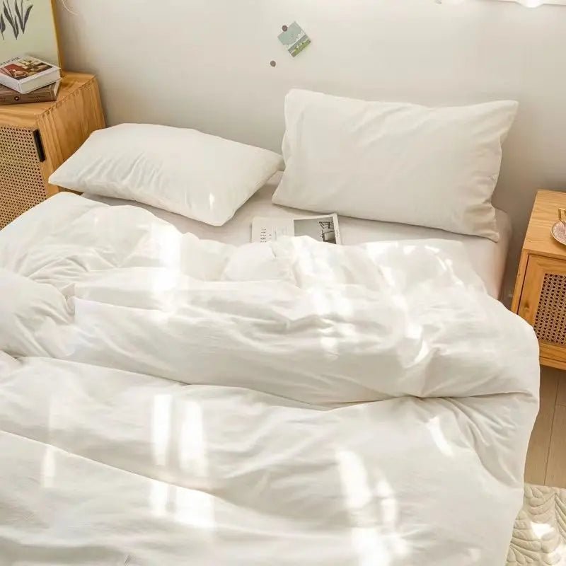 New Hotel White Duvet Cover Queen King Size Quilt Covers Four Seasons Simple Bedding Soft Skin-friendly Bedclothes Double Single - Julia M LifeStyles