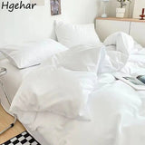 New Hotel White Duvet Cover Queen King Size Quilt Covers Four Seasons Simple Bedding Soft Skin - friendly Bedclothes Double Single - Julia M LifeStyles