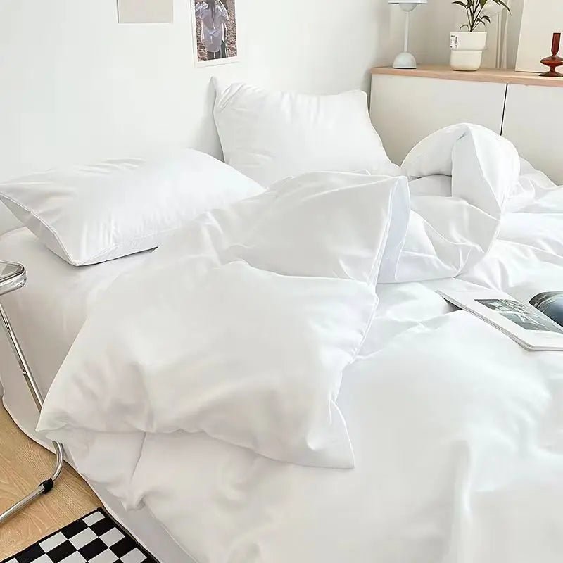 New Hotel White Duvet Cover Queen King Size Quilt Covers Four Seasons Simple Bedding Soft Skin - friendly Bedclothes Double Single - Julia M LifeStyles