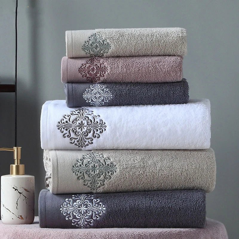 New Luxury Embroidery Adult Bath Towels Bathroom 140*80 cm Large Soft Cover Hotel For Home Blanket Decoration Terry Wedding Gift - Julia M LifeStyles