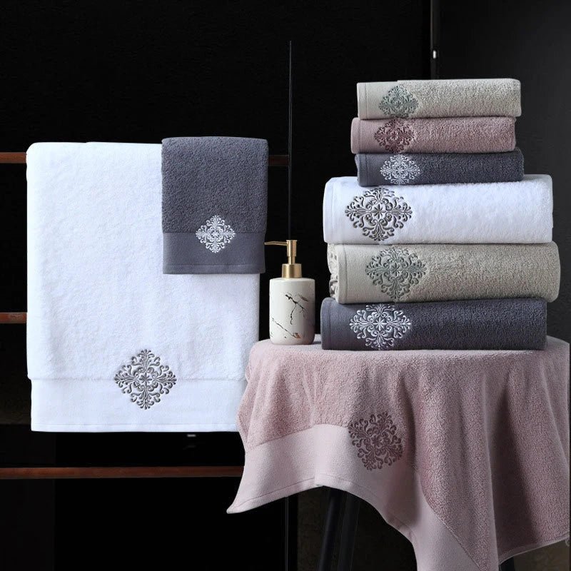 New Luxury Embroidery Adult Bath Towels Bathroom 140*80 cm Large Soft Cover Hotel For Home Blanket Decoration Terry Wedding Gift - Julia M LifeStyles