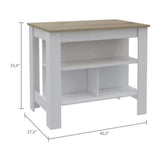 New White Painted Kitchen Island, Wood Tabletop - Julia M LifeStyles