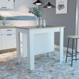 New White Painted Kitchen Island, Wood Tabletop - Julia M LifeStyles