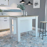 New White Painted Kitchen Island, Wood Tabletop - Julia M LifeStyles