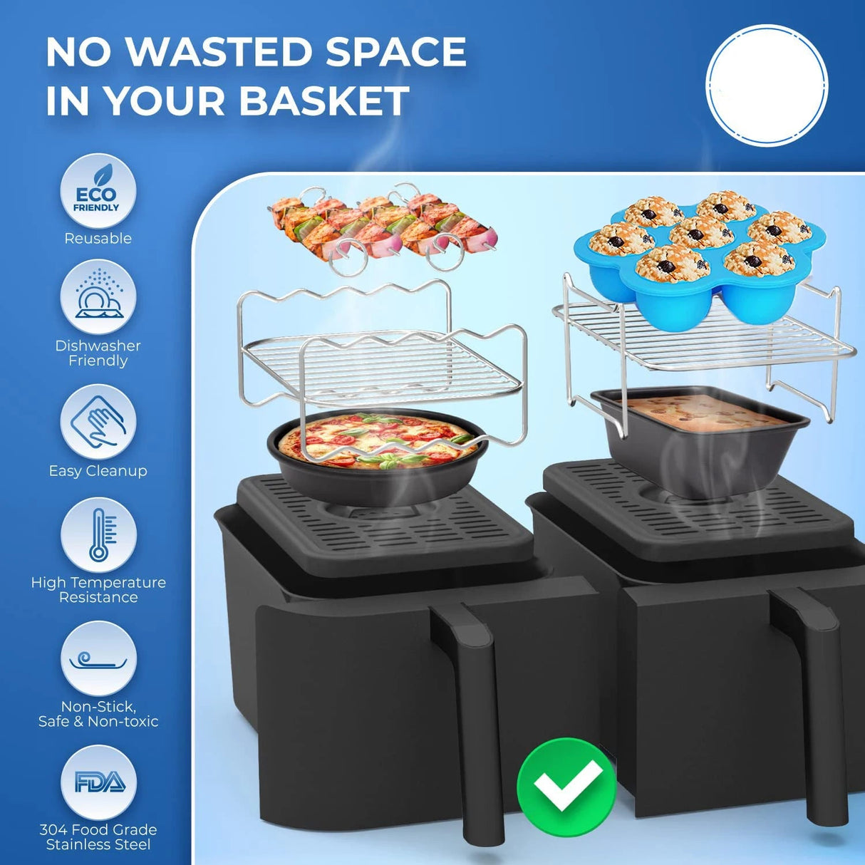Ninja Air Fryer Accessory Set: Cake Pans, Rack, Cups, Pizza Pan 🍕 - Julia M LifeStyles