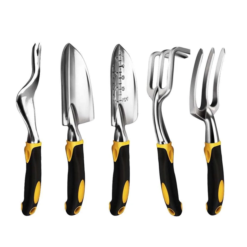 Ninth World Ergonomic Garden Tool Set: Hand Trowel, Rake, Cultivator, Weeder - Julia M LifeStyles