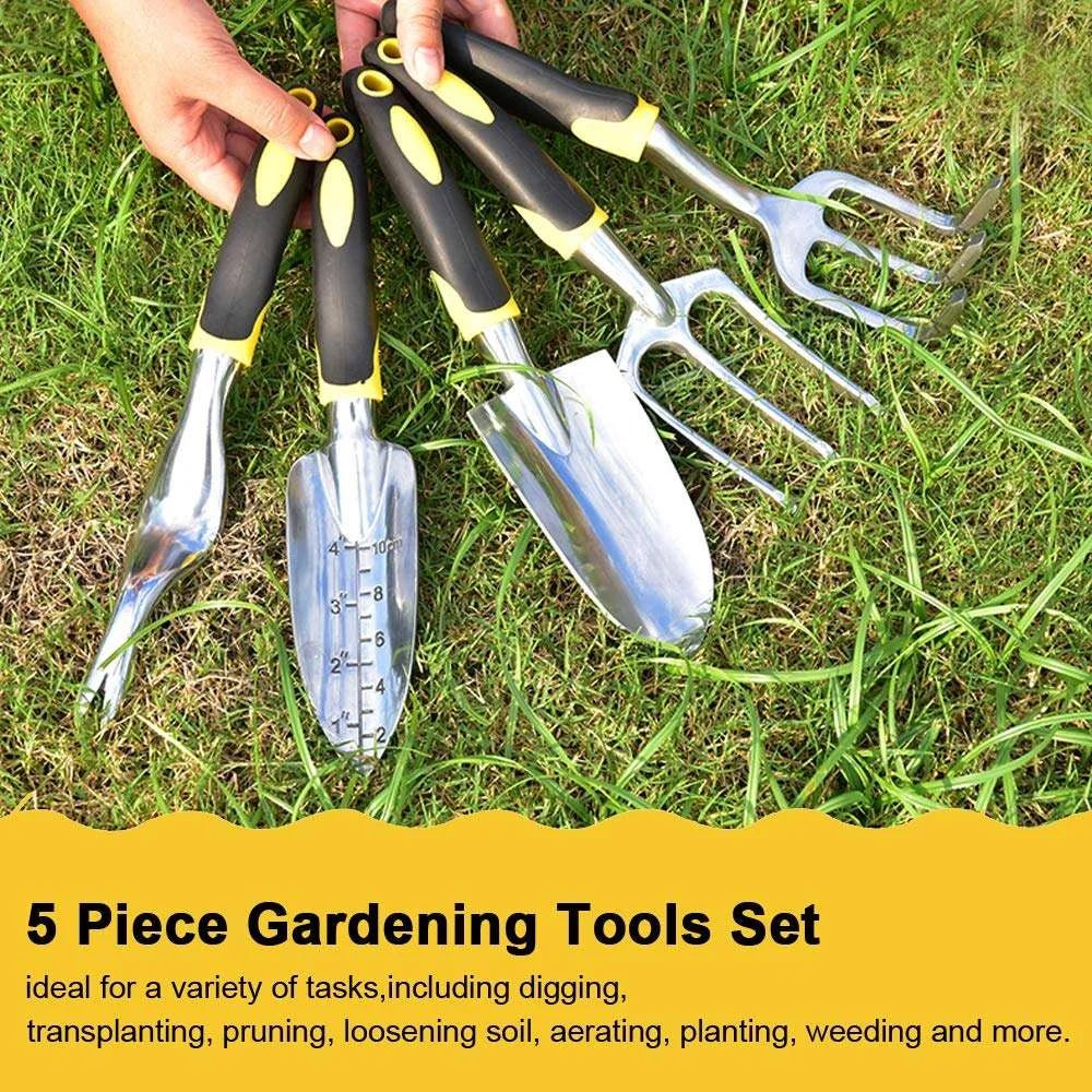 Ninth World Ergonomic Garden Tool Set: Hand Trowel, Rake, Cultivator, Weeder - Julia M LifeStyles