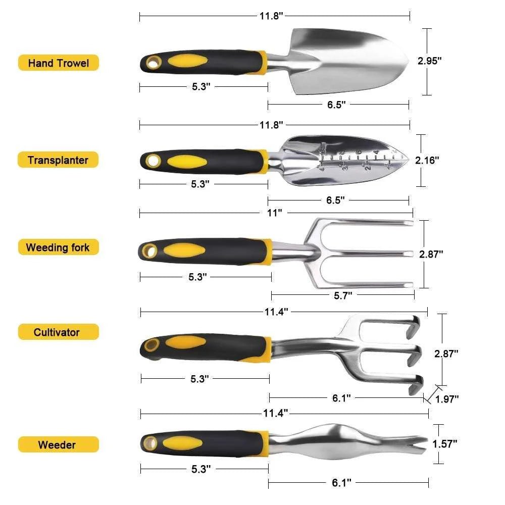 Ninth World Ergonomic Garden Tool Set: Hand Trowel, Rake, Cultivator, Weeder - Julia M LifeStyles