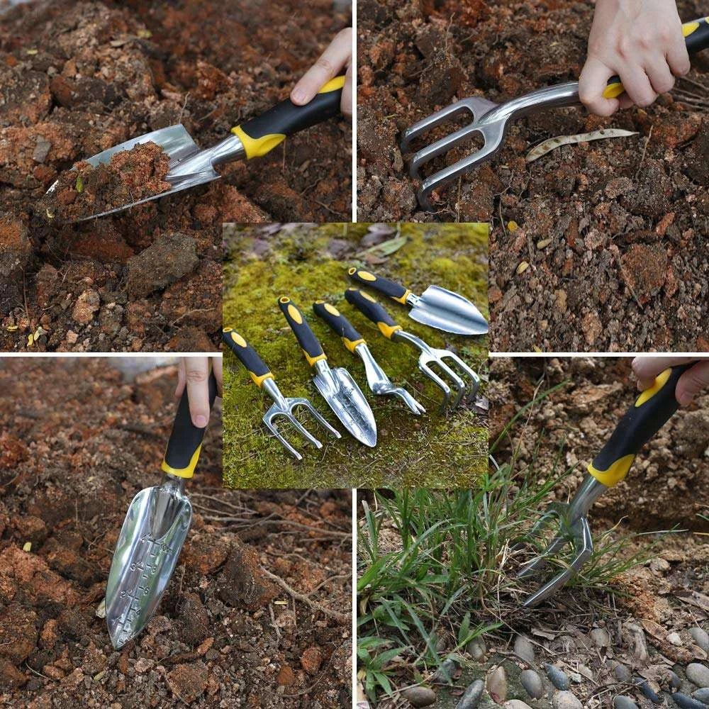 Ninth World Ergonomic Garden Tool Set: Hand Trowel, Rake, Cultivator, Weeder - Julia M LifeStyles